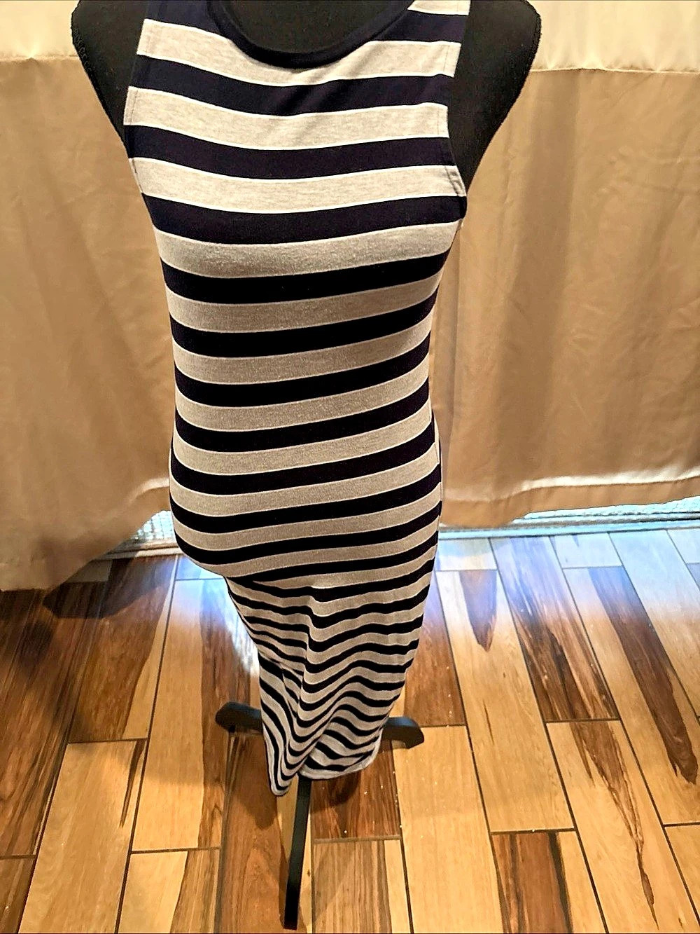 Striped Maxi Dress in Black & gray